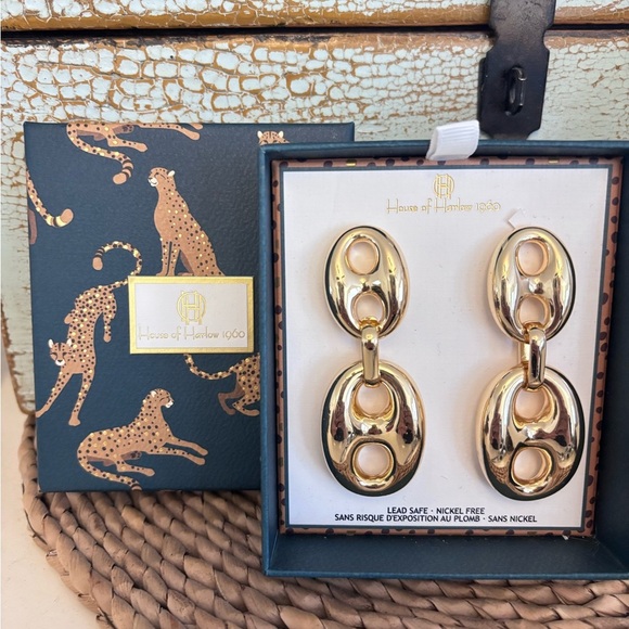 House of Harlow 1960 Jewelry - House of Harlow 1960 Gold Oval Link Earrings